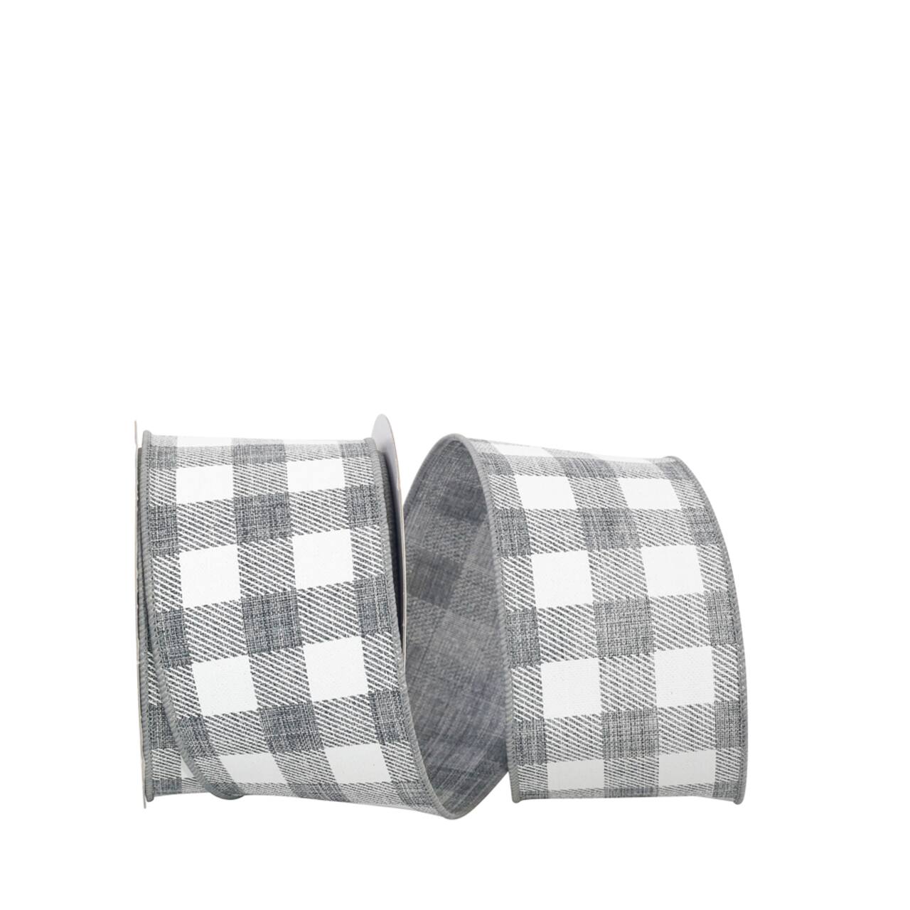 JAM Paper 2.5" x 10yd. Linen Wired Gingham Ribbon